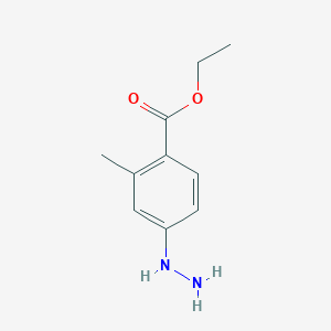 molecular formula C10H14N2O2 B13224414 Ethyl 4-hydrazinyl-2-methylbenzoate 