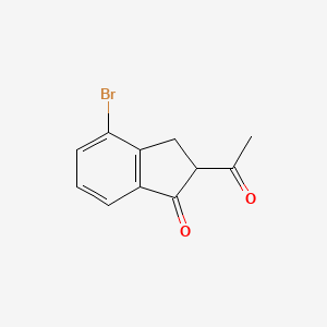 molecular formula C11H9BrO2 B13224470 2-Acetyl-4-bromo-2,3-dihydro-1H-inden-1-one 