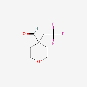 molecular formula C8H11F3O2 B13224530 4-(2,2,2-Trifluoroethyl)oxane-4-carbaldehyde 