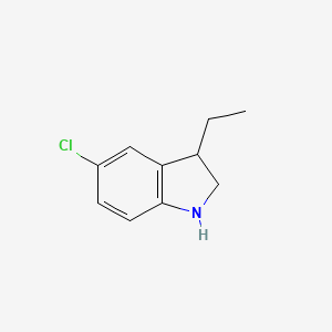 molecular formula C10H12ClN B13224597 5-Chloro-3-ethyl-2,3-dihydro-1H-indole 