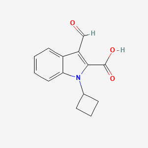 molecular formula C14H13NO3 B13224689 1-Cyclobutyl-3-formyl-1H-indole-2-carboxylic acid 