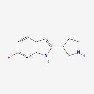 molecular formula C12H13FN2 B13224737 6-Fluoro-2-(pyrrolidin-3-yl)-1H-indole 