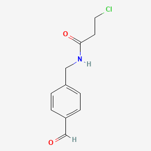 molecular formula C11H12ClNO2 B13224752 3-Chloro-N-[(4-formylphenyl)methyl]propanamide 