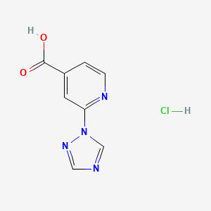 molecular formula C8H7ClN4O2 B13224778 2-(1H-1,2,4-triazol-1-yl)pyridine-4-carboxylic acid hydrochloride CAS No. 1193388-48-5