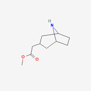 molecular formula C10H17NO2 B13224917 Methyl 2-(8-azabicyclo[3.2.1]octan-3-YL)acetate 