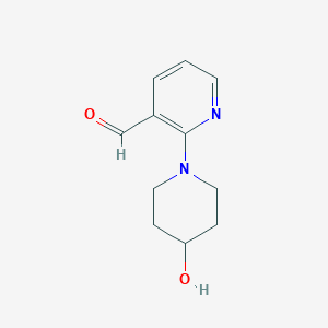 molecular formula C11H14N2O2 B13224972 2-(4-Hydroxy-1-piperidyl)pyridine-3-carbaldehyde CAS No. 1355171-02-6