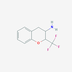 molecular formula C10H10F3NO B13225160 2-(Trifluoromethyl)-3,4-dihydro-2H-1-benzopyran-3-amine 