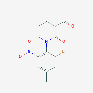 molecular formula C14H15BrN2O4 B13225199 3-Acetyl-1-(2-bromo-4-methyl-6-nitrophenyl)piperidin-2-one 