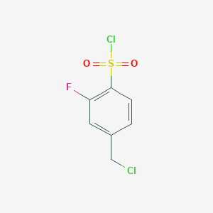 molecular formula C7H5Cl2FO2S B13225236 4-(Chloromethyl)-2-fluorobenzene-1-sulfonyl chloride 