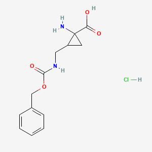 molecular formula C13H17ClN2O4 B13225243 1-Amino-2-({[(benzyloxy)carbonyl]amino}methyl)cyclopropane-1-carboxylic acid hydrochloride 