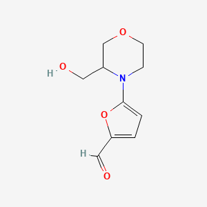 molecular formula C10H13NO4 B13225253 5-[3-(Hydroxymethyl)morpholin-4-yl]furan-2-carbaldehyde 