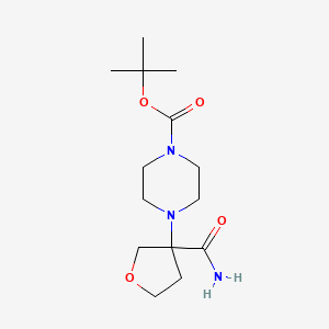 molecular formula C14H25N3O4 B13225360 tert-Butyl 4-(3-carbamoyloxolan-3-yl)piperazine-1-carboxylate 