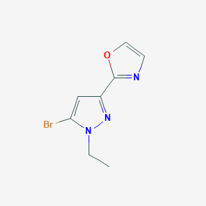 molecular formula C8H8BrN3O B13225604 2-(5-Bromo-1-ethyl-1H-pyrazol-3-yl)-1,3-oxazole 