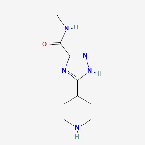 molecular formula C9H15N5O B13225605 N-Methyl-3-(piperidin-4-yl)-1H-1,2,4-triazole-5-carboxamide 