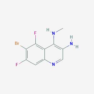 molecular formula C10H8BrF2N3 B13225706 6-Bromo-5,7-difluoro-N4-methylquinoline-3,4-diamine 