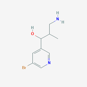 molecular formula C9H13BrN2O B13225773 3-Amino-1-(5-bromopyridin-3-yl)-2-methylpropan-1-ol 