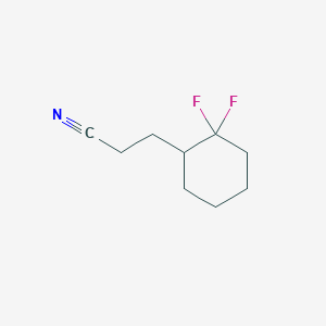 molecular formula C9H13F2N B13225991 3-(2,2-Difluorocyclohexyl)propanenitrile 