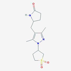 3-{3,5-dimethyl-4-[(5-oxopyrrolidin-2-yl)methyl]-1H-pyrazol-1-yl}-1lambda6-thiolane-1,1-dione