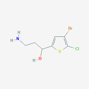 molecular formula C7H9BrClNOS B13226067 3-Amino-1-(4-bromo-5-chlorothiophen-2-yl)propan-1-ol 