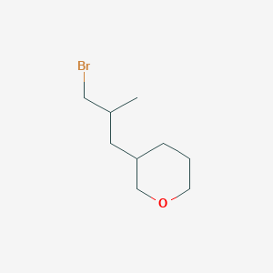 molecular formula C9H17BrO B13226135 3-(3-Bromo-2-methylpropyl)oxane 