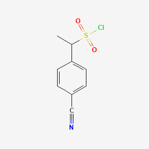 molecular formula C9H8ClNO2S B13226214 1-(4-Cyanophenyl)ethane-1-sulfonyl chloride 