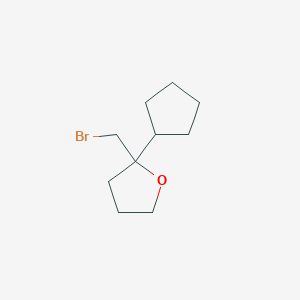 molecular formula C10H17BrO B13226215 2-(Bromomethyl)-2-cyclopentyloxolane 