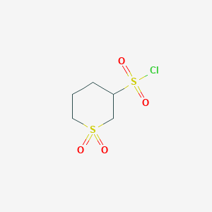 molecular formula C5H9ClO4S2 B13226259 1,1-Dioxo-1lambda6-thiane-3-sulfonylchloride 