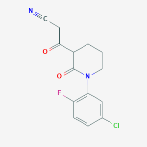 molecular formula C14H12ClFN2O2 B13226269 3-[1-(5-Chloro-2-fluorophenyl)-2-oxopiperidin-3-yl]-3-oxopropanenitrile 