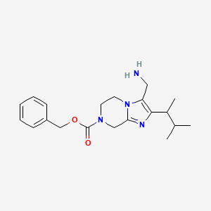 molecular formula C20H28N4O2 B13226323 Benzyl 3-(aminomethyl)-2-(3-methylbutan-2-yl)-5H,6H,7H,8H-imidazo[1,2-a]pyrazine-7-carboxylate 