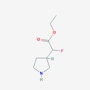 molecular formula C8H14FNO2 B13226334 Ethyl 2-fluoro-2-(pyrrolidin-3-yl)acetate 