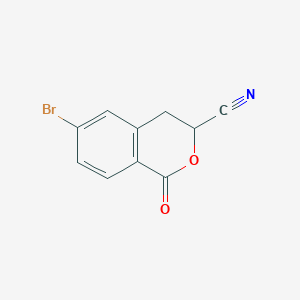 molecular formula C10H6BrNO2 B13226506 6-Bromo-1-oxo-3,4-dihydro-1H-2-benzopyran-3-carbonitrile 