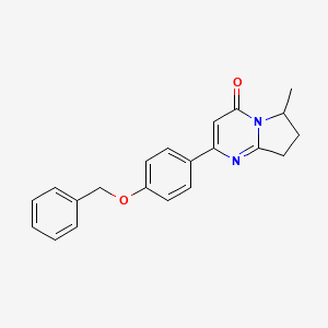 molecular formula C21H20N2O2 B13226707 2-[4-(Benzyloxy)phenyl]-6-methyl-4H,6H,7H,8H-pyrrolo[1,2-a]pyrimidin-4-one 