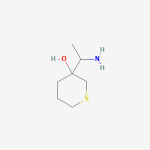 molecular formula C7H15NOS B13226780 3-(1-Aminoethyl)thian-3-ol 