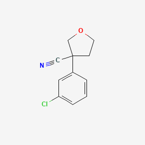 molecular formula C11H10ClNO B13226888 3-(3-Chlorophenyl)oxolane-3-carbonitrile CAS No. 1378873-74-5