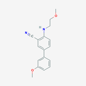 molecular formula C17H18N2O2 B13226917 2-[(2-Methoxyethyl)amino]-5-(3-methoxyphenyl)benzonitrile 