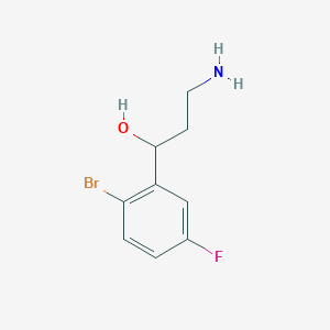 molecular formula C9H11BrFNO B13227101 3-Amino-1-(2-bromo-5-fluorophenyl)propan-1-ol 