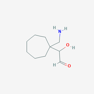 molecular formula C10H19NO2 B13227141 2-[1-(Aminomethyl)cycloheptyl]-2-hydroxyacetaldehyde 