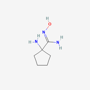 molecular formula C6H13N3O B13227313 1-amino-N'-hydroxycyclopentane-1-carboximidamide 