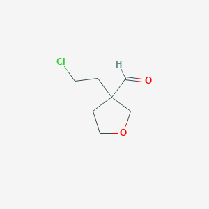 molecular formula C7H11ClO2 B13227370 3-(2-Chloroethyl)oxolane-3-carbaldehyde 