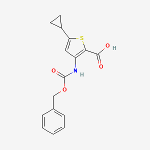 molecular formula C16H15NO4S B13227383 3-{[(Benzyloxy)carbonyl]amino}-5-cyclopropylthiophene-2-carboxylic acid 