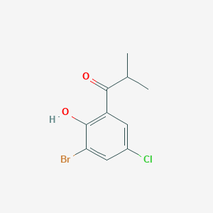 molecular formula C10H10BrClO2 B13227389 1-(3-Bromo-5-chloro-2-hydroxyphenyl)-2-methylpropan-1-one 