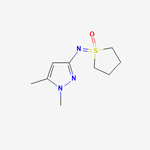 molecular formula C9H15N3OS B13227413 1-[(1,5-Dimethyl-1H-pyrazol-3-yl)imino]-1lambda6-thiolan-1-one 