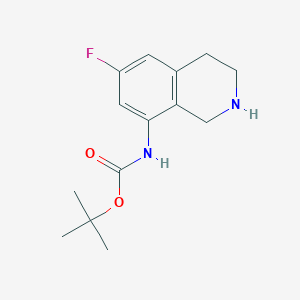 molecular formula C14H19FN2O2 B13227485 tert-Butyl N-(6-fluoro-1,2,3,4-tetrahydroisoquinolin-8-yl)carbamate 