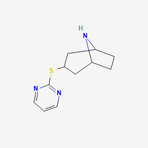 molecular formula C11H15N3S B13227513 3-(Pyrimidin-2-ylsulfanyl)-8-azabicyclo[3.2.1]octane 