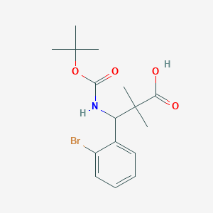 molecular formula C16H22BrNO4 B13227591 3-(2-Bromophenyl)-3-{[(tert-butoxy)carbonyl]amino}-2,2-dimethylpropanoic acid 