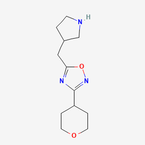 molecular formula C12H19N3O2 B13227600 3-(Oxan-4-yl)-5-(pyrrolidin-3-ylmethyl)-1,2,4-oxadiazole 