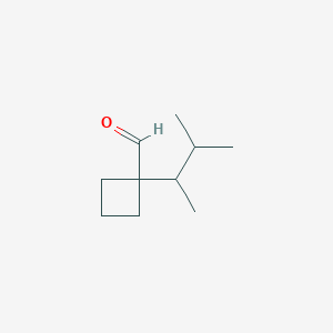 molecular formula C10H18O B13227649 1-(3-Methylbutan-2-yl)cyclobutane-1-carbaldehyde 