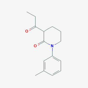 molecular formula C15H19NO2 B13227668 1-(3-Methylphenyl)-3-propanoylpiperidin-2-one 