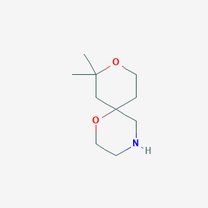 molecular formula C10H19NO2 B13227674 8,8-Dimethyl-1,9-dioxa-4-azaspiro[5.5]undecane 