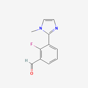 molecular formula C11H9FN2O B13227679 2-Fluoro-3-(1-methyl-1H-imidazol-2-yl)benzaldehyde 